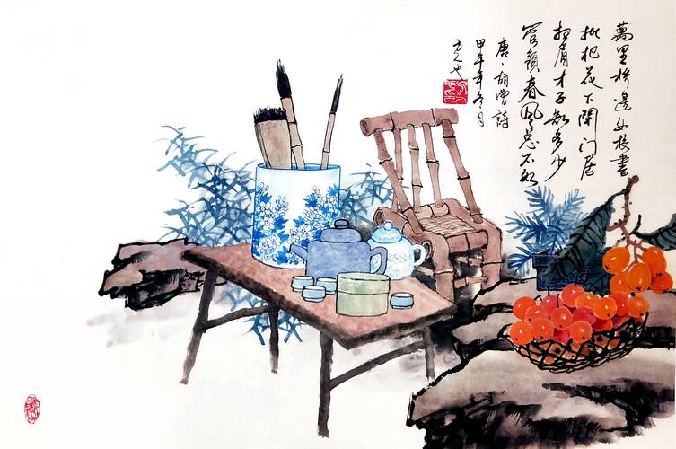 青花瓷上的诗意:方人也作品中的文学与艺术融合